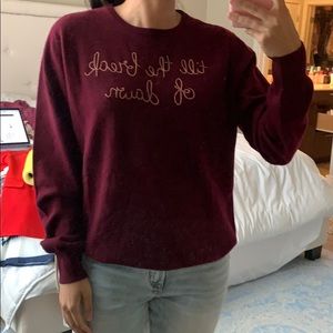 Lingua Franca Hand-Stitched "'Til the Break of Dawn" Cashmere Crewneck